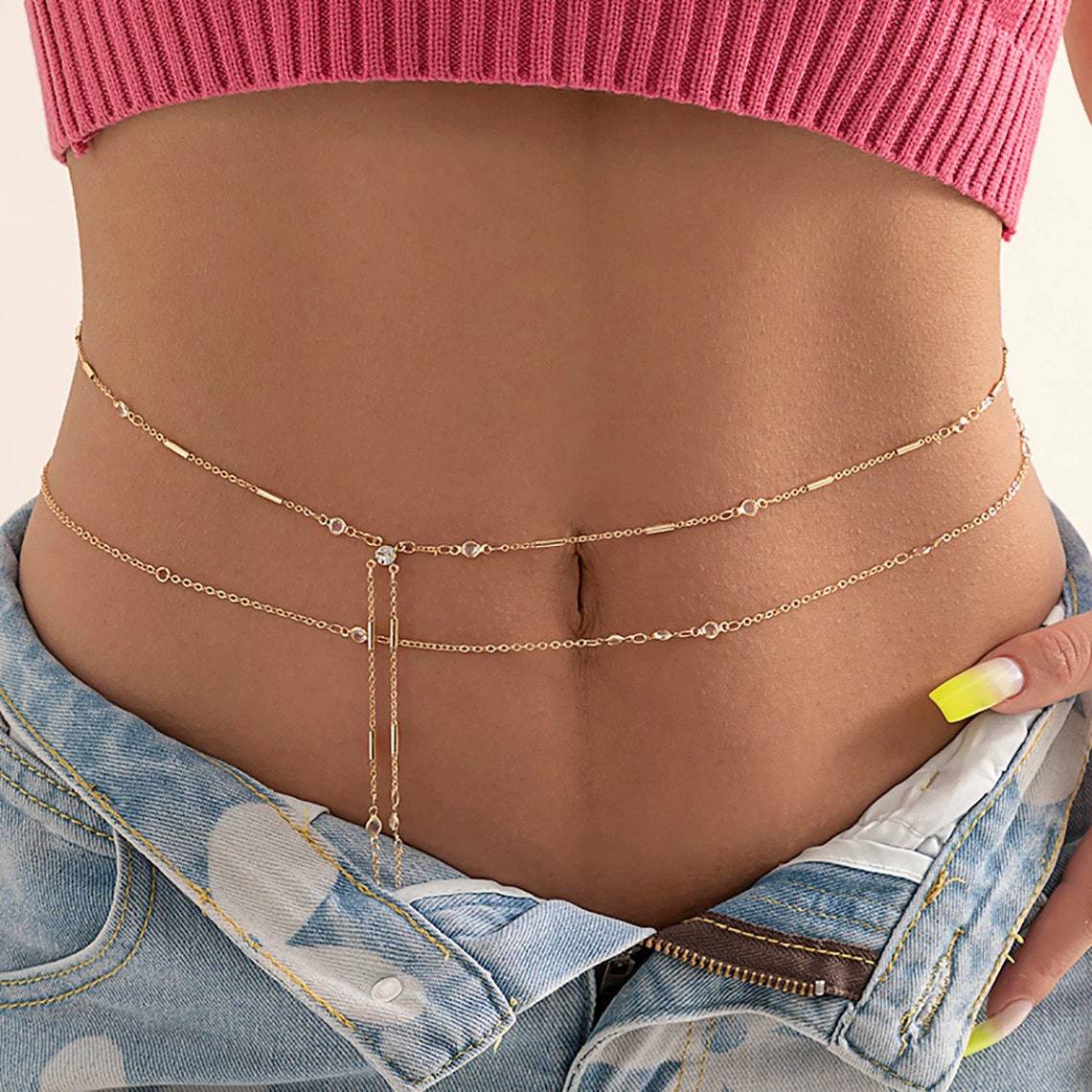 Body Jewelry Ends - Double Layers Tassel Belly Chains For