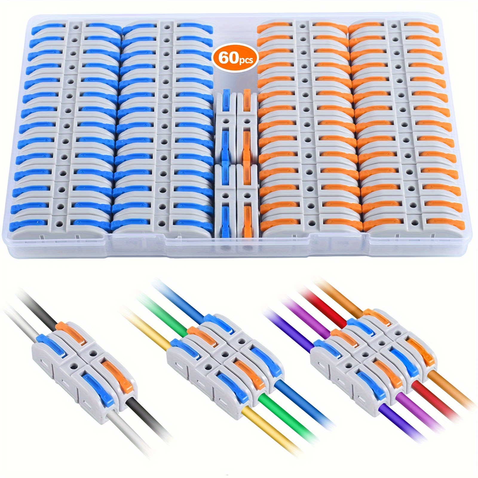 Threadless Push Pin - Lever Wire Connectors, 10pcs/60pcs Inline Wire