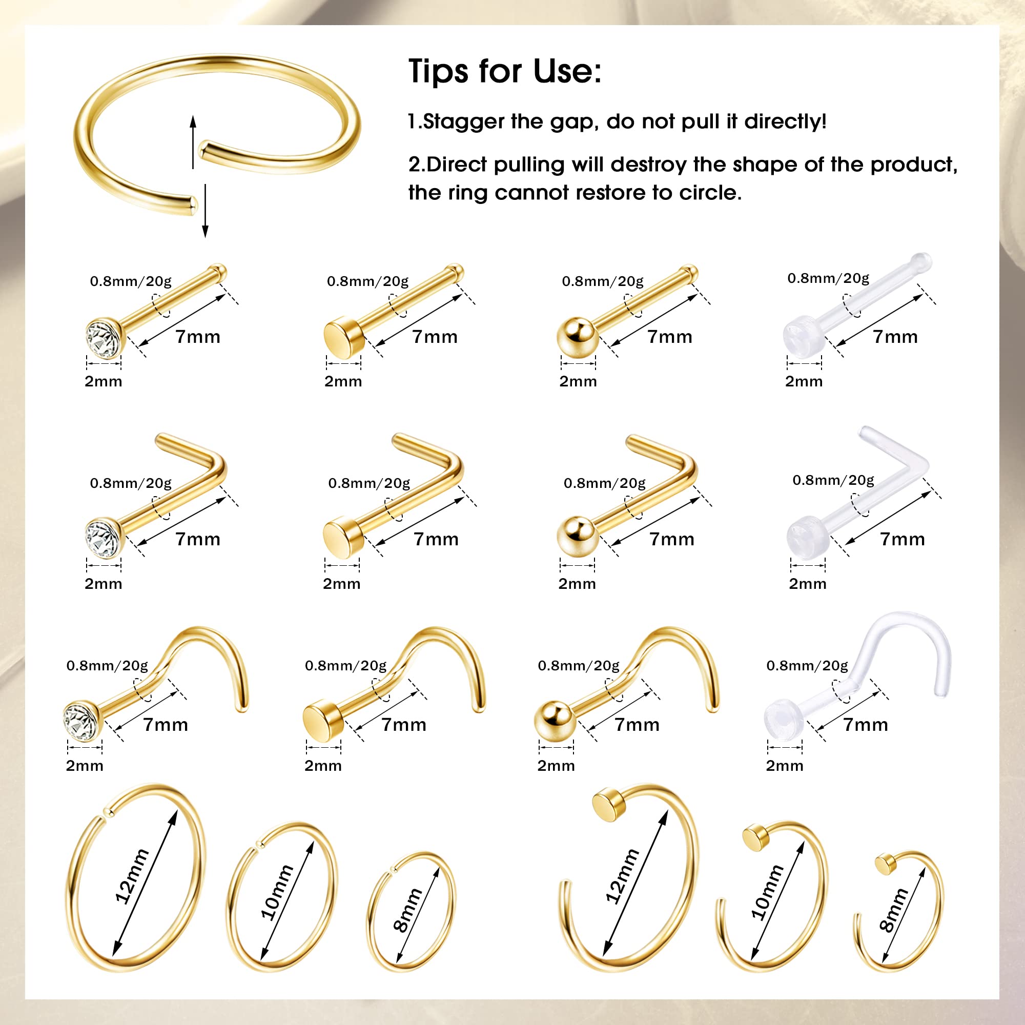 1PCS/18PCS Hypoallergenic Nose – Body Jewelry For Sensitive Skin Bewertung und Preis
