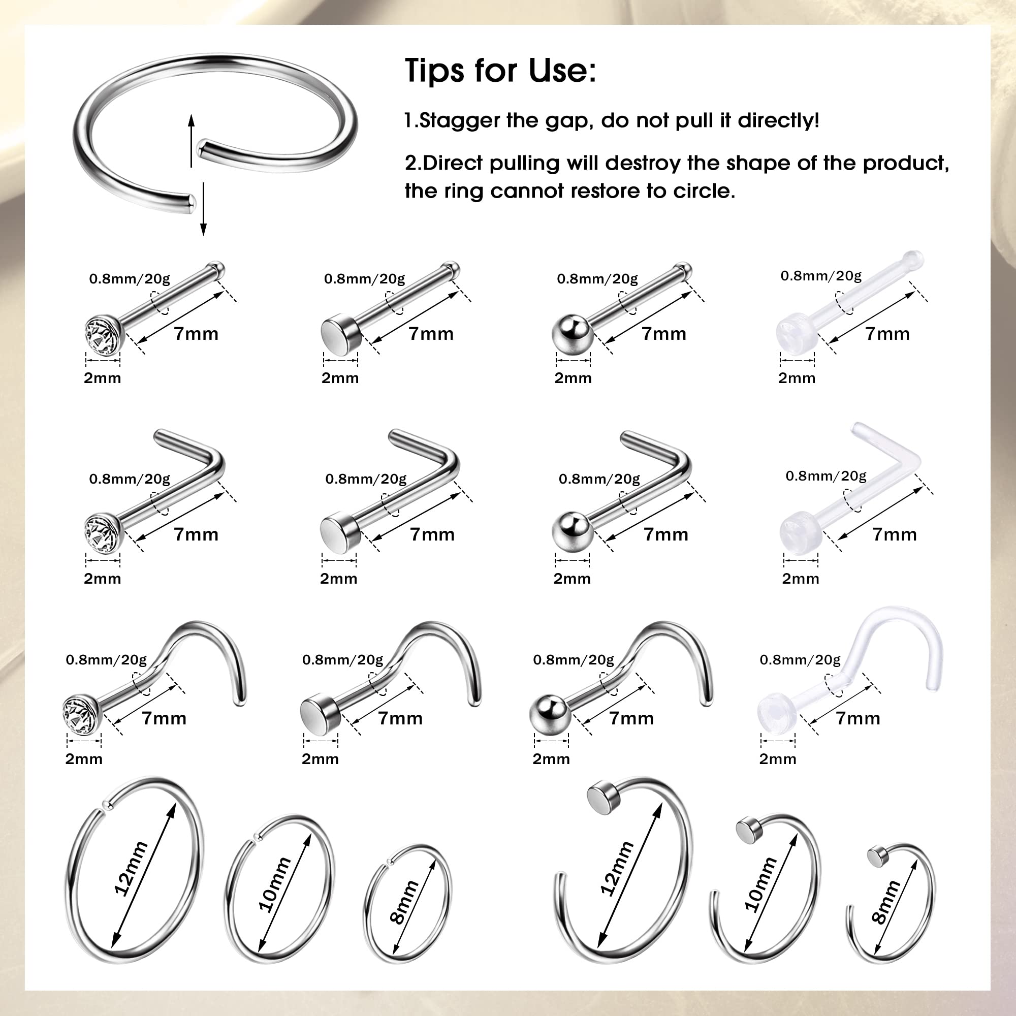1PCS Hypoallergenic Nose Ring  – Body Jewelry For Sensitive Skin Bewertung und Preis
