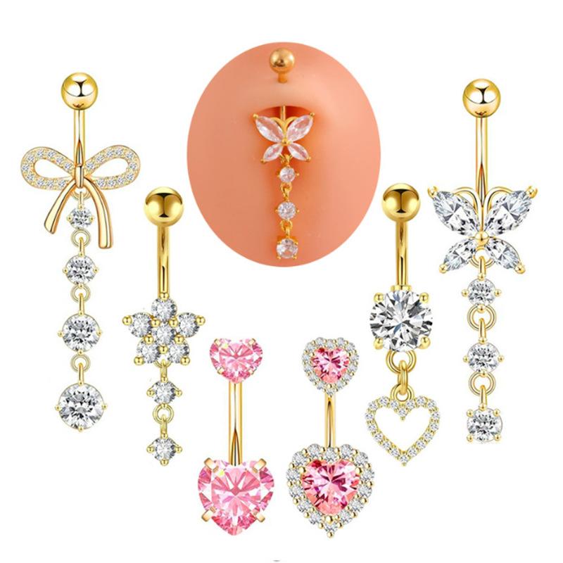 [LA]1Pc Simple Heart Navel Rin – Body Jewelry La Bewertung und Preis