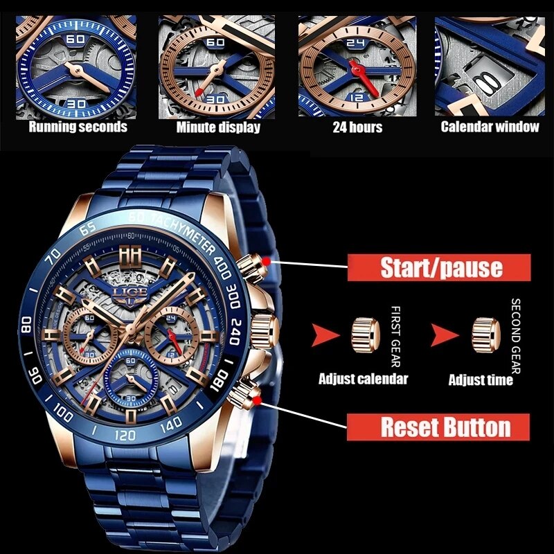 LIGE 2024 New Men Watch Top Br – Threadless Push Pin Bewertung und Preis