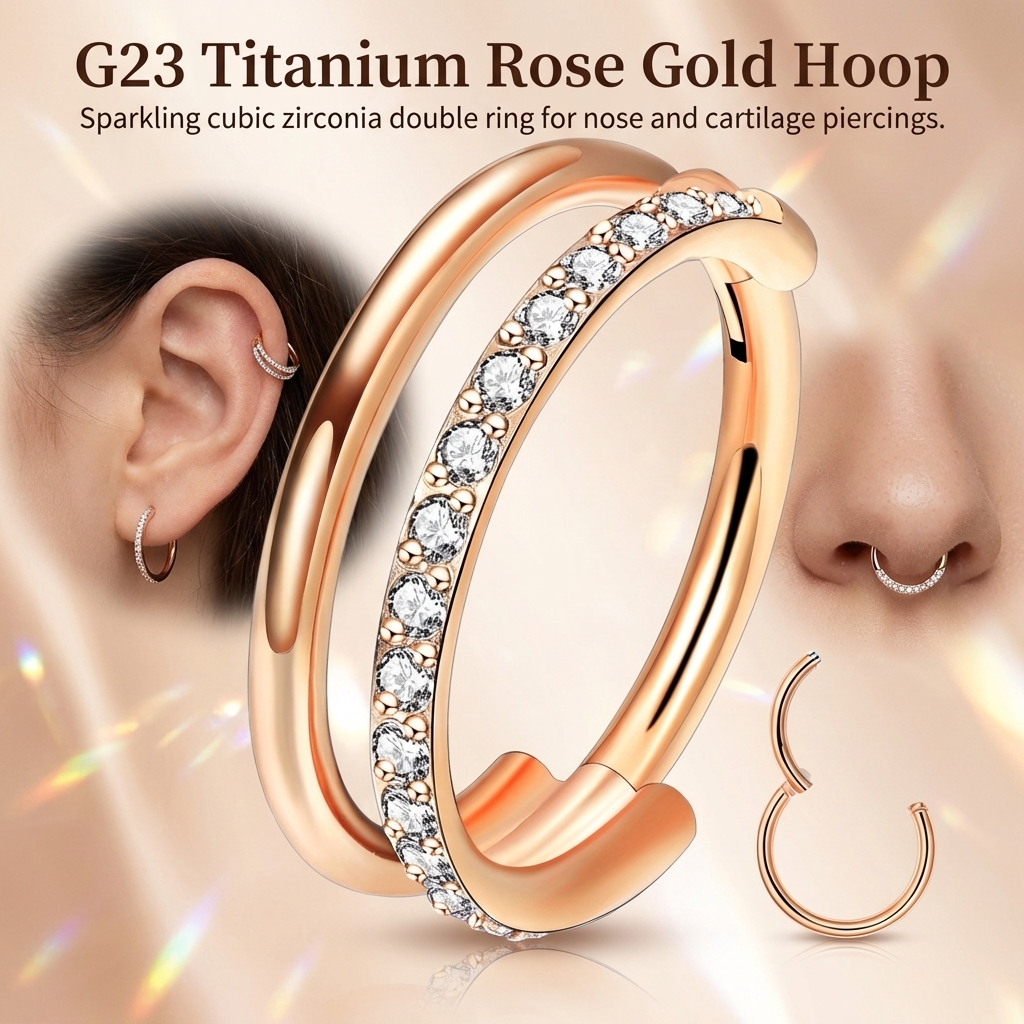 G23 Titanium Nose Ring With Zi – Body Jewelry For Sensitive Skin Bewertung und Preis